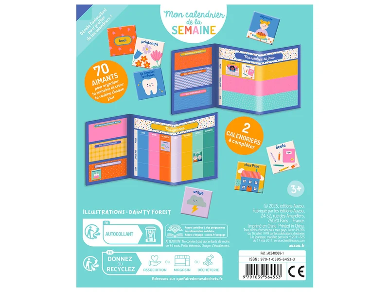 Mon calendrier de la semaine enfant - Auzou