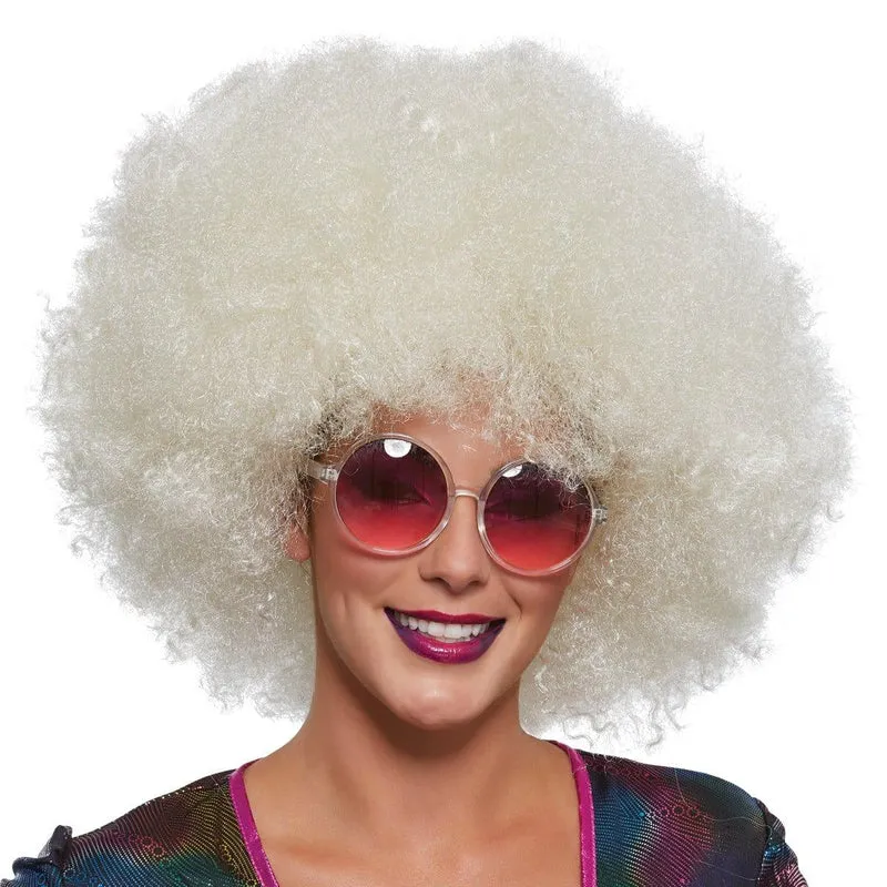 Blonde Super Freak Afro wig for adults
