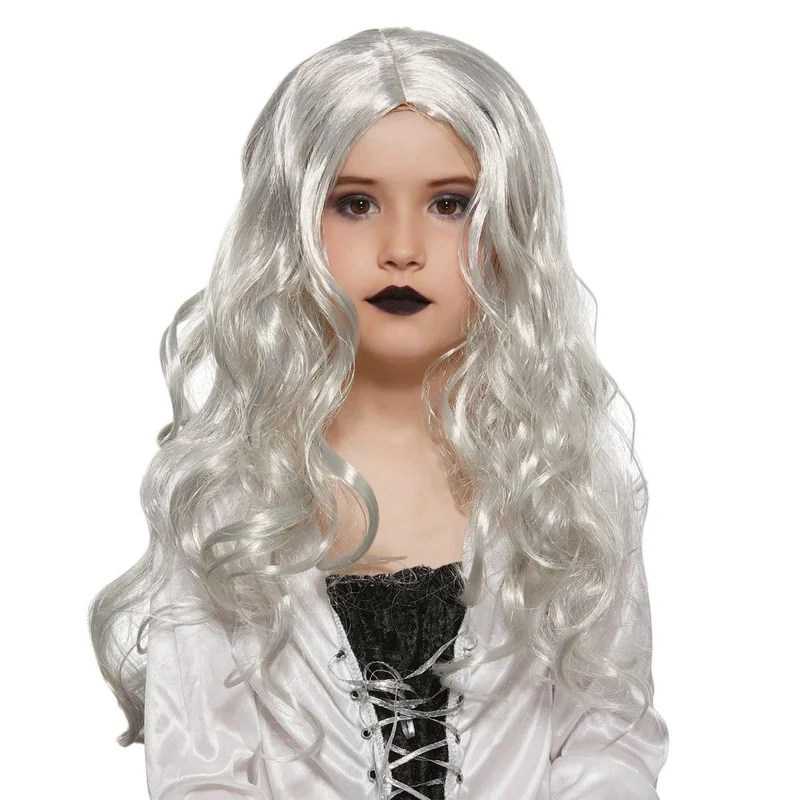 Dark grey Spooky wig for girls