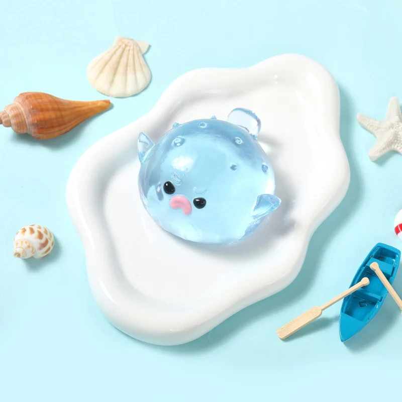 120g Crystal Blue Pufferfish Taba Squishy
