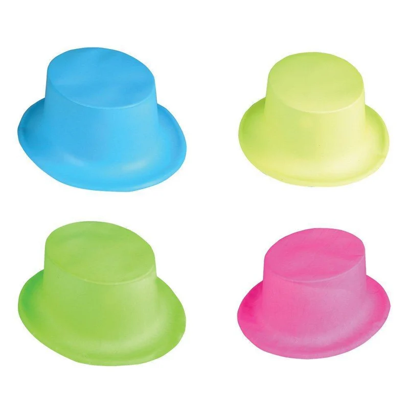 Neon plastic top hat for adults, Assortment, 1 Count