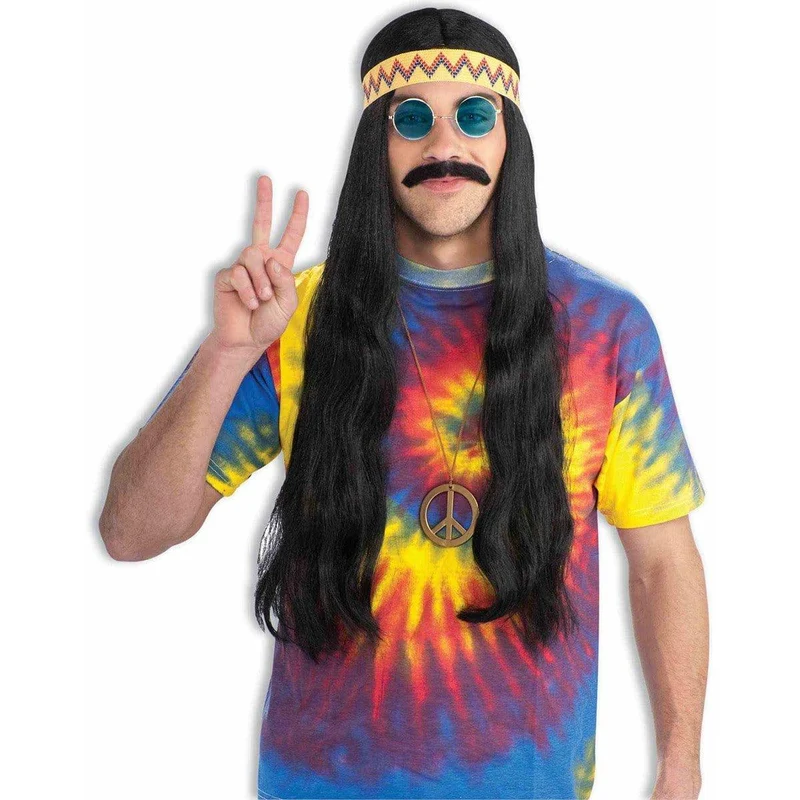 Hippie dude wig with headband for men