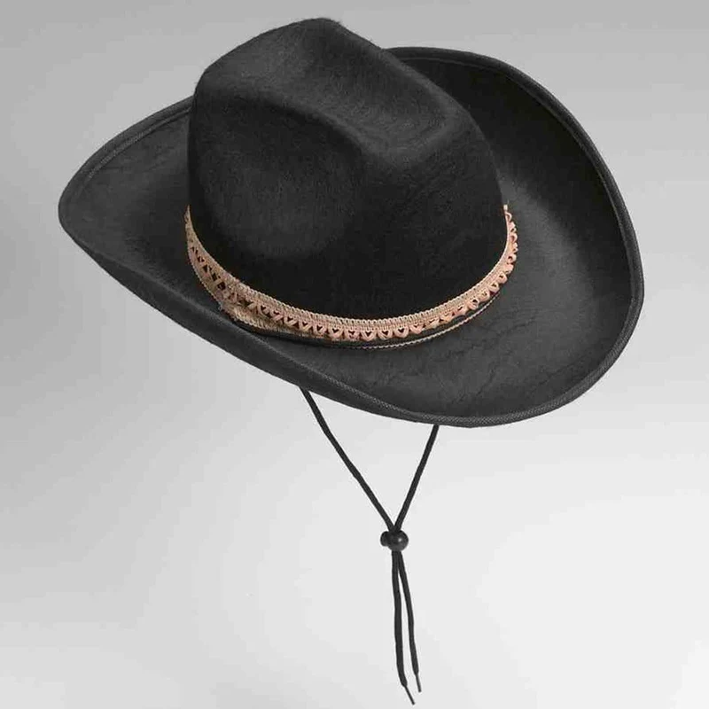 Black felt cowboy hat for adults
