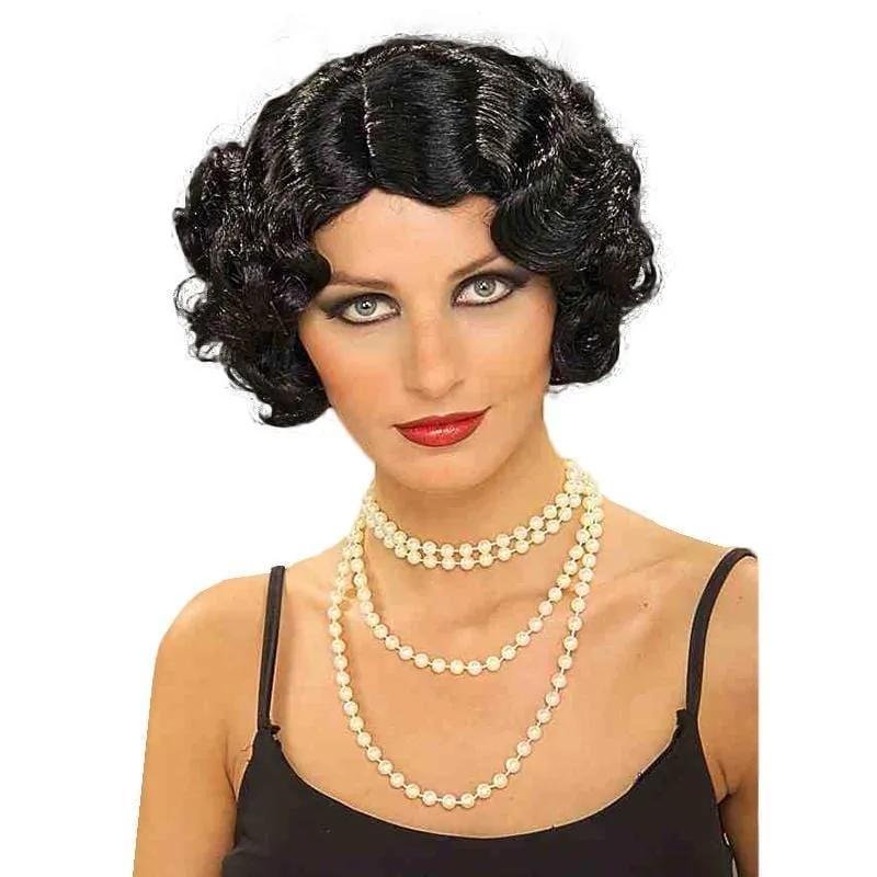 Black flapper wig for women