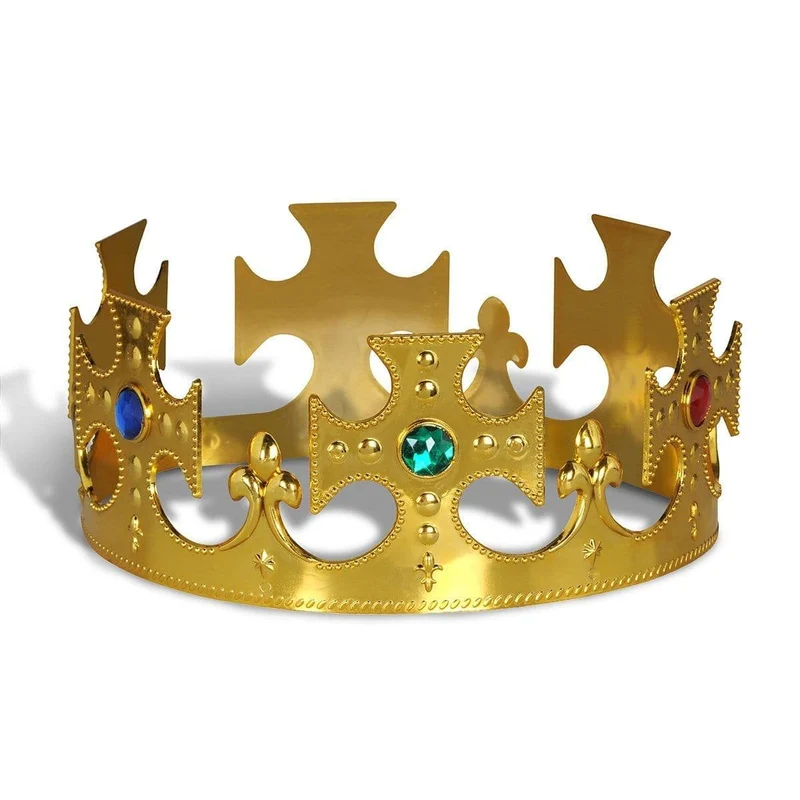 Gold jeweled king's crown for adults