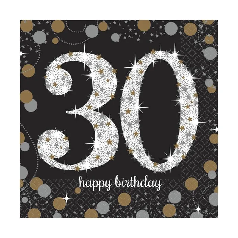 30th Sparkling Celeb - Beverage Napkins 16/pkg.