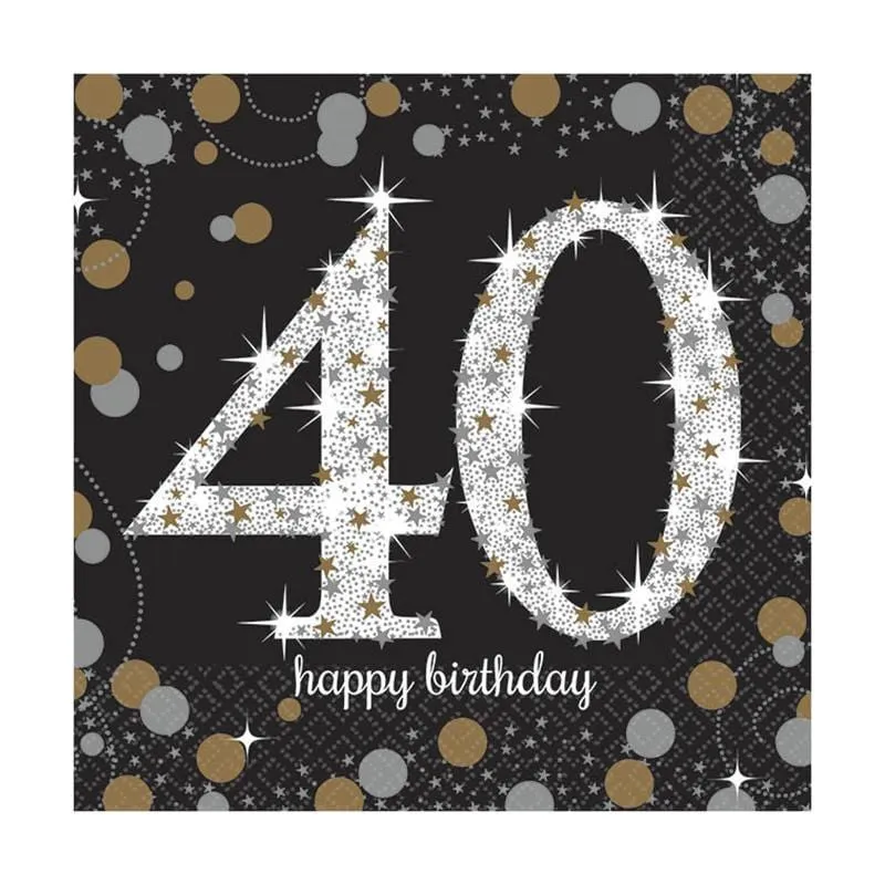 40th Sparkling Celeb - Beverage Napkins 16/pkg.
