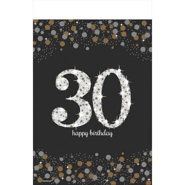 30th Sparkling Celeb - Plastic Table Cover 54 X 102 In.
