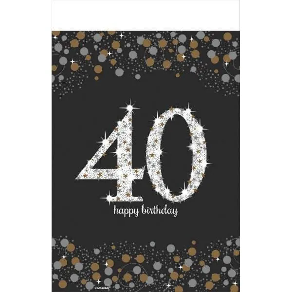 40th Sparkling Celeb - Plastic Table Cover 54 X 102 In.