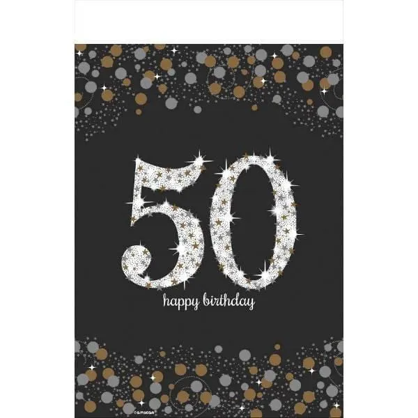 50th Sparkling Celeb - Plastic Table Cover 54 X 102 In.