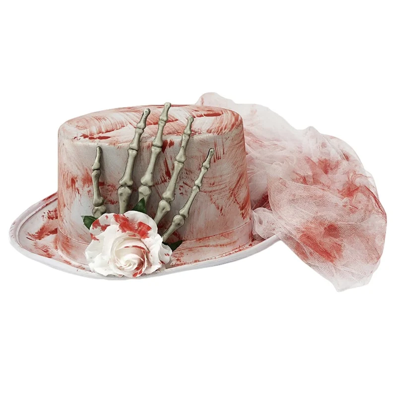 Bloody hat with skeleton hand for adults