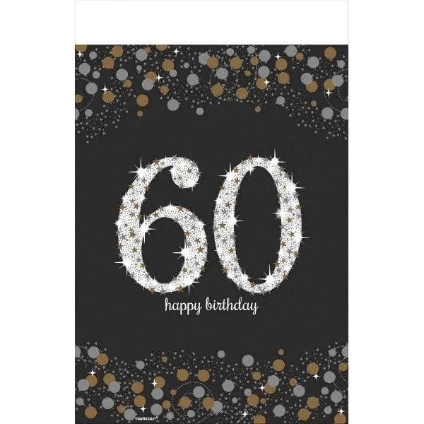 60th Sparkling Celeb - Plastic Table Cover 54 X 102 In.