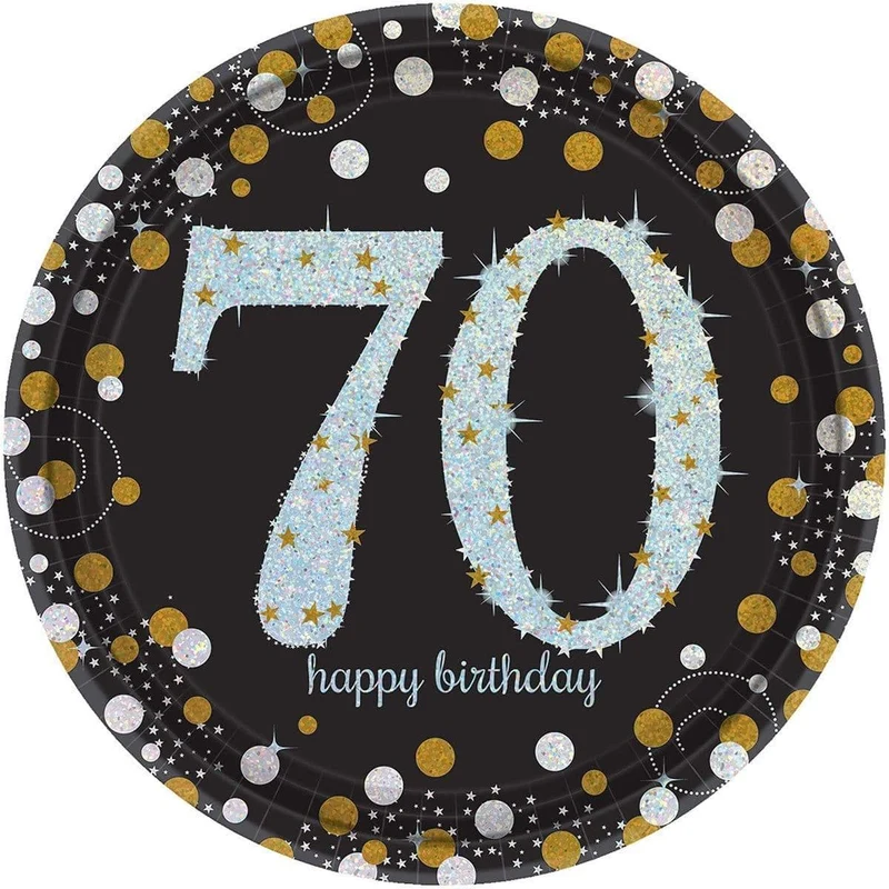 70th Sparkling Celeb - Plates 9 In. 8/pkg