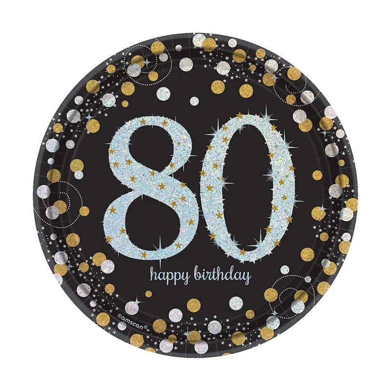 80th Sparkling Celeb - Plates 7 In. 8/pkg