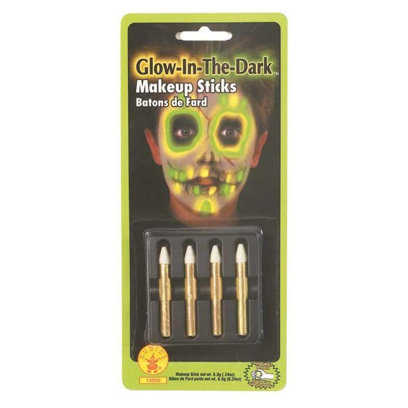 Glow in the dark makeup sticks, 4 per package