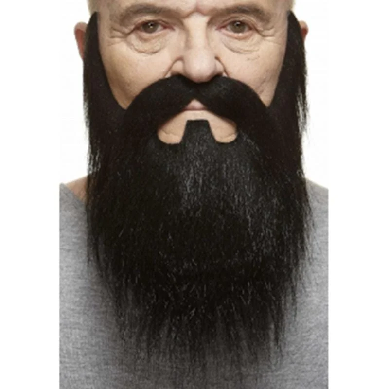 Black long beard with mustache