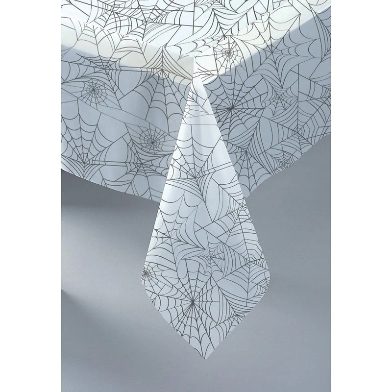Clear plastic tablecover with web prints