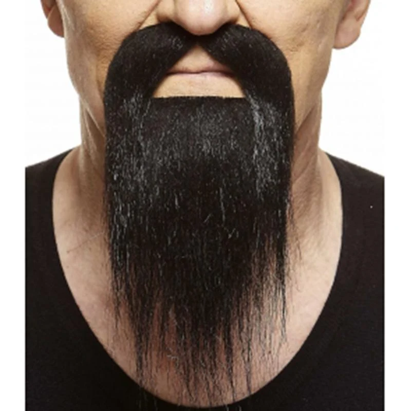 Black mustache with long beard