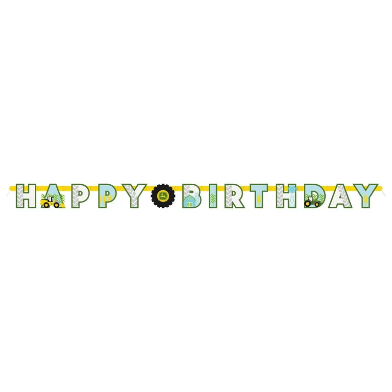John Deere Party "Happy Birthday" Jointed Banner, 1 Count