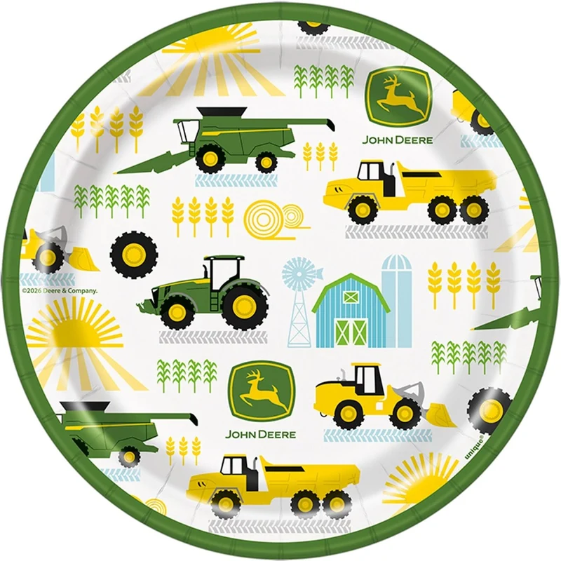 John Deere Birthday Party Small Round Dessert Paper Plates, 7 Inches, 8 Count