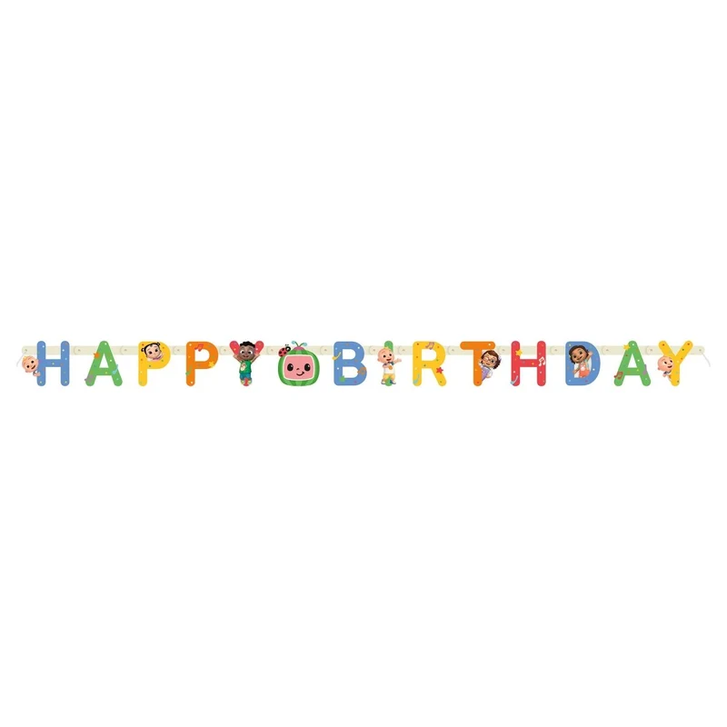 Cocomelon Party "Happy Birthday" Jointed Banner, 1 Count