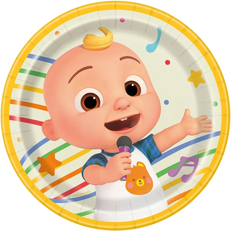 Cocomelon Birthday Party Small Round Dessert Paper Plates, 7 Inches, 8 Count