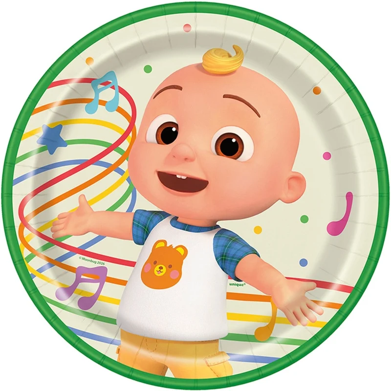 Cocomelon Birthday Party Large Round Lunch Paper Plates, 9 Inches, 8 Count