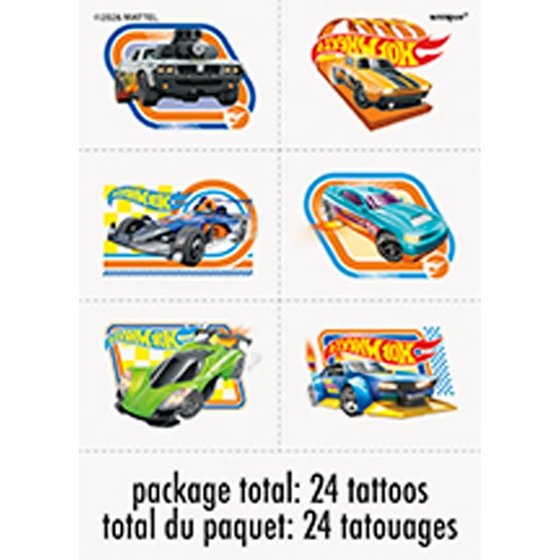 Hot Wheels Birthday Party Temporary Tattoo Sheets, 24 Tattoos, 4 Count