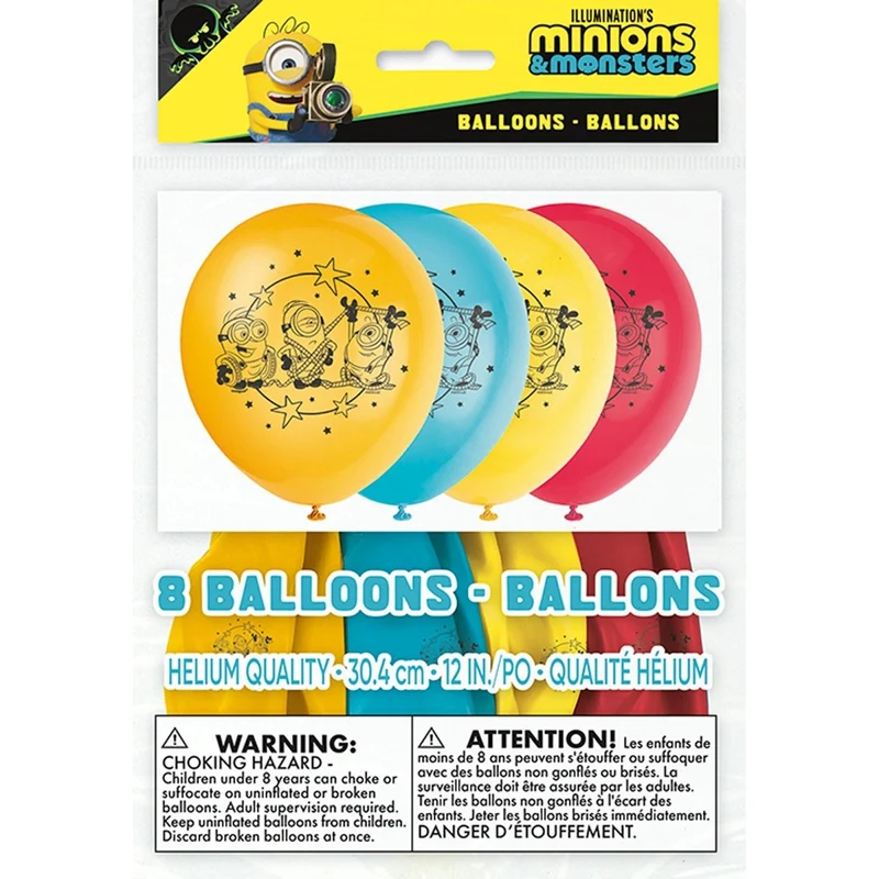 Minions Birthday Party Latex Balloons, 12 Inches, 8 Count