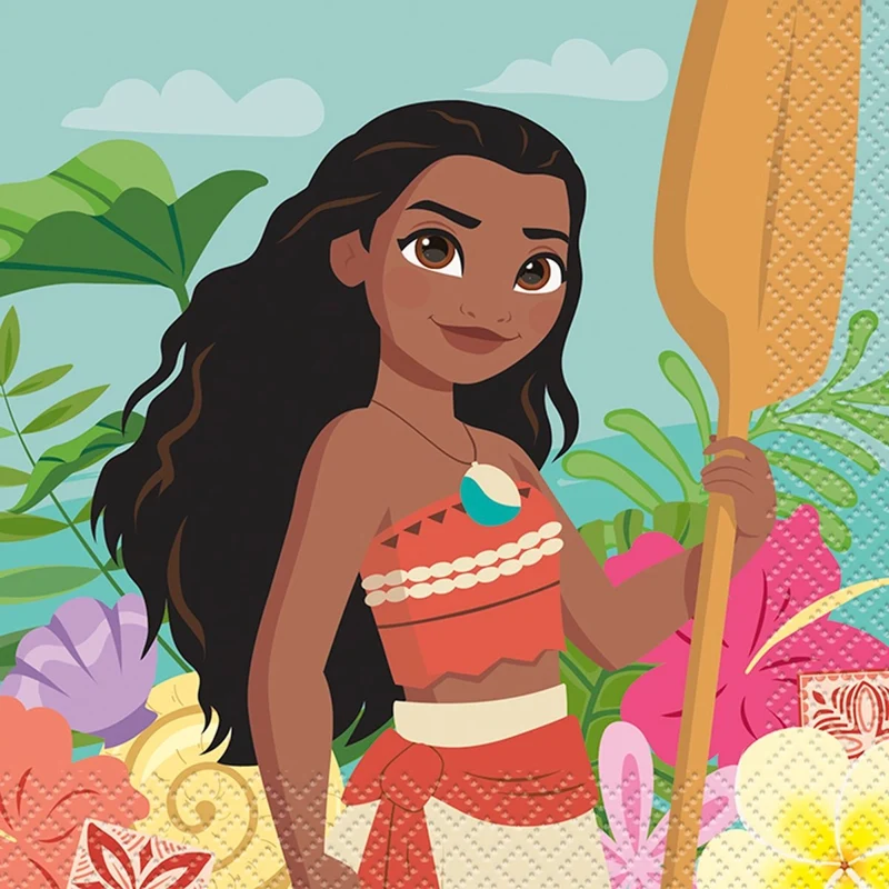 Moana Birthday Small Beverage Napkins, Disney Birthday Party, 16 Count