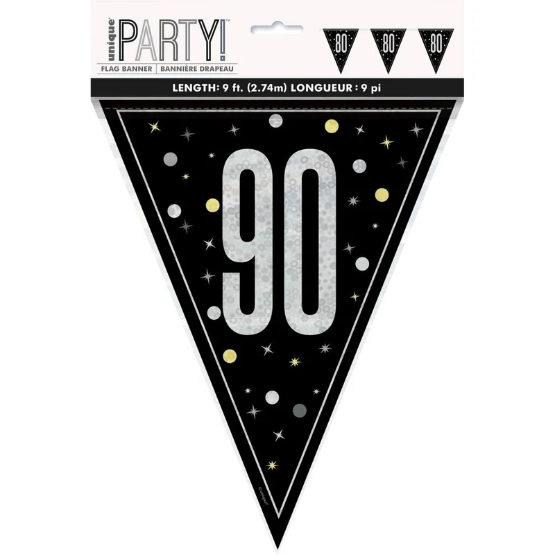 Bonne Fête Black/Silver - Pennant Banner - 90
