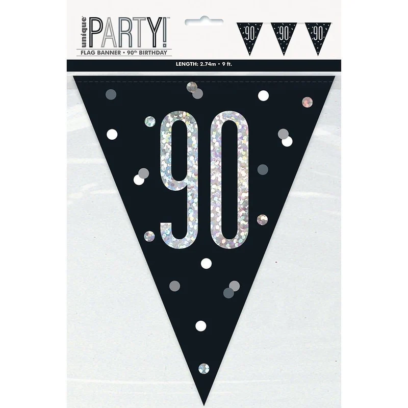 Bonne Fête Black/Silver - Pennant Banner - 90