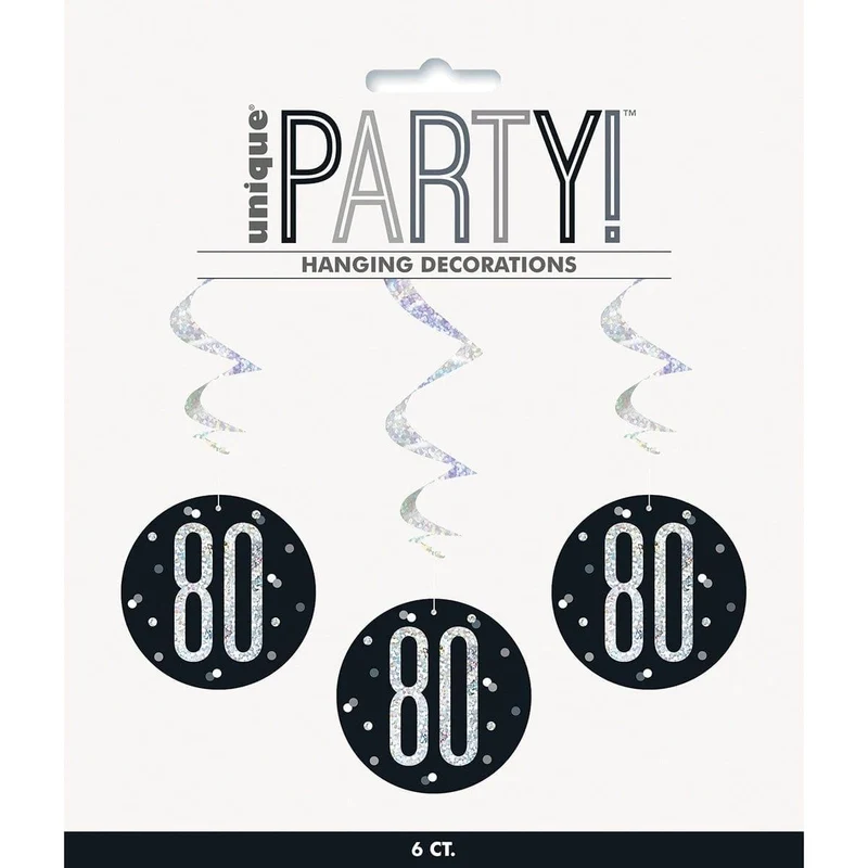 Bonne Fête Black/Silver - Swirls 6/pkg - 80