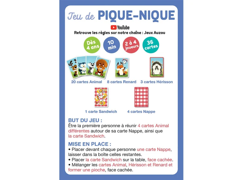 Jeu de Pique-Nique A table les animaux - Auzou