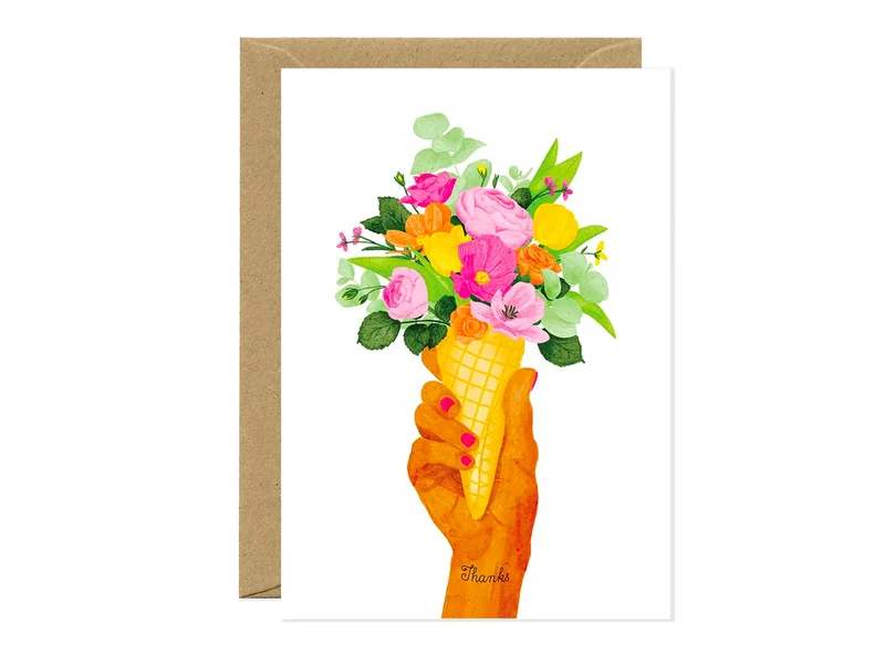 Carte de voeux Thanks Ice cream flowers - ATWS
