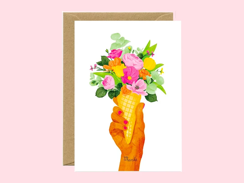 Carte de voeux Thanks Ice cream flowers - ATWS