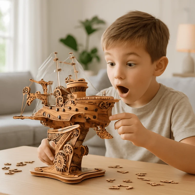Puzzle 3D Bois – Vaisseau Steampunk Victorien