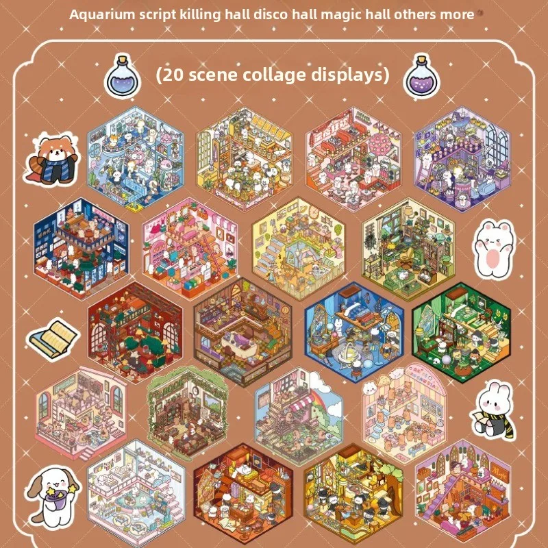 Stickers 3D Scènes Kawaii – 40 Autocollants DIY Scrapbooking