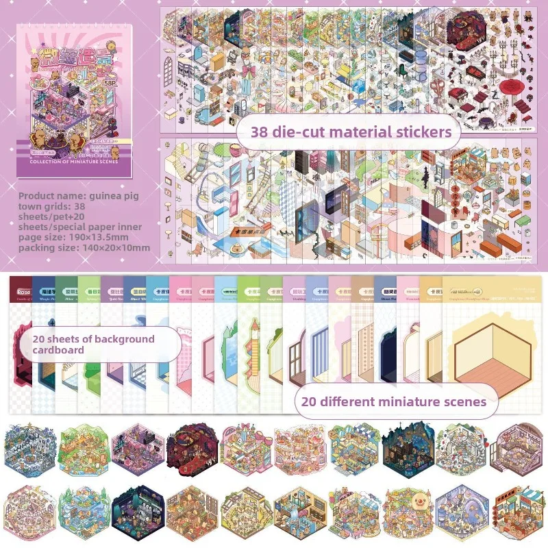 Stickers 3D Scènes Kawaii – 40 Autocollants DIY Scrapbooking