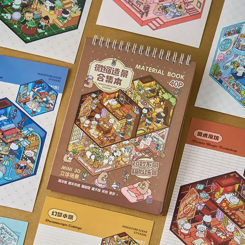 Livre d’autocollants 3D Scène Cabane – Crée ton univers miniature