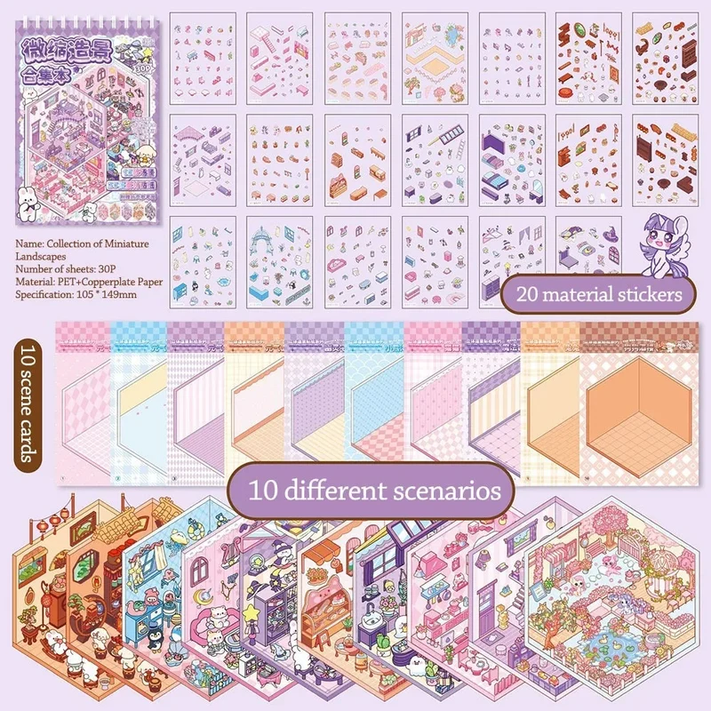 Livre d’autocollants 3D Scène Cabane – Crée ton univers miniature