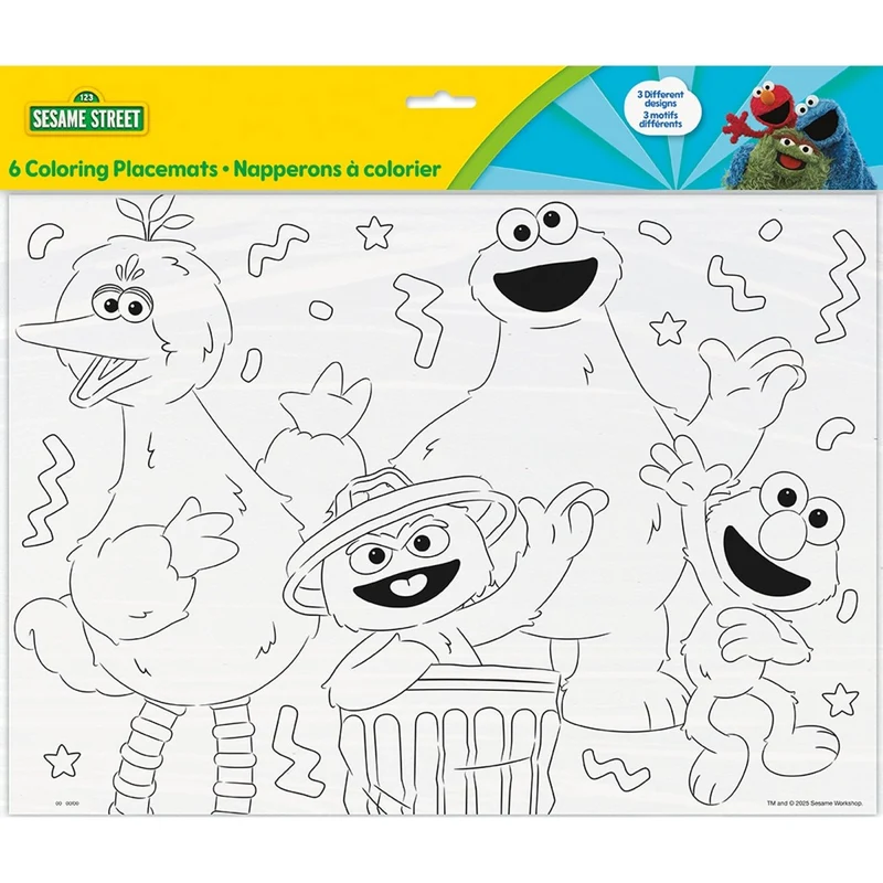 Sesame Street Birthday Party Colouring Placemats, 6 Count