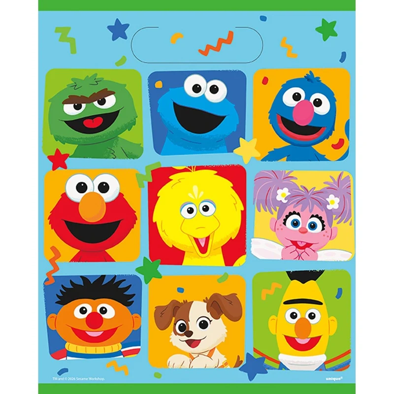 Sesame Street Birthday Party Plastic Favour Bags, 8 Count