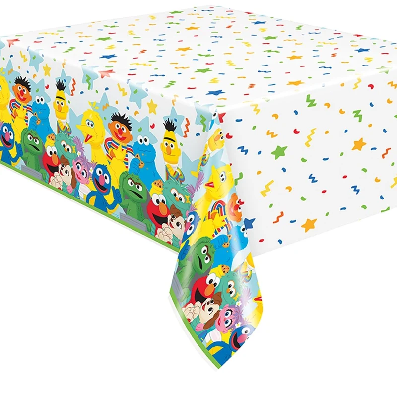 Sesame Street Birthday Party Rectangular Plastic Table Cover, 54 x 84 Inches, 1 Count