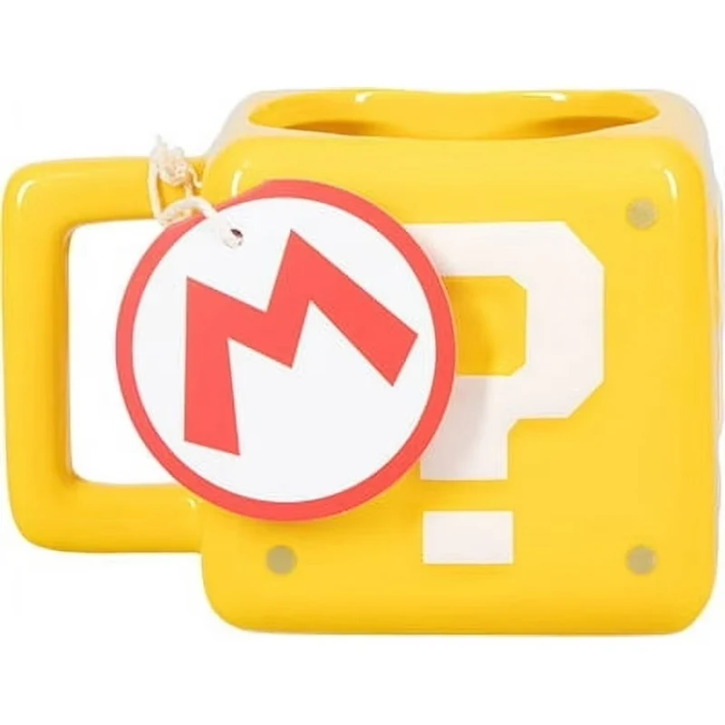Super Mario Yellow Question Block Shaped Ceramic Mug, 1 Count