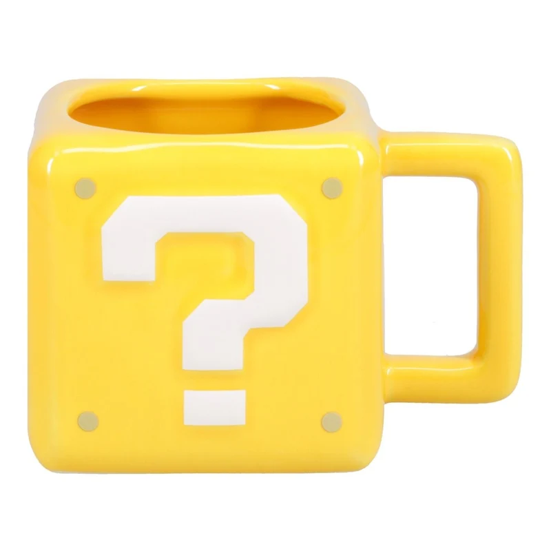 Super Mario Yellow Question Block Shaped Ceramic Mug, 1 Count