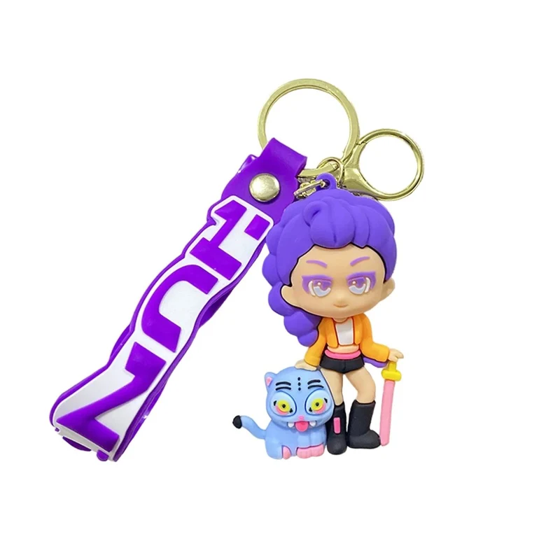 KPop Anime Rumy and Derpy Keychain, Demon Hunters Inspired Pop Singer, 1 Count