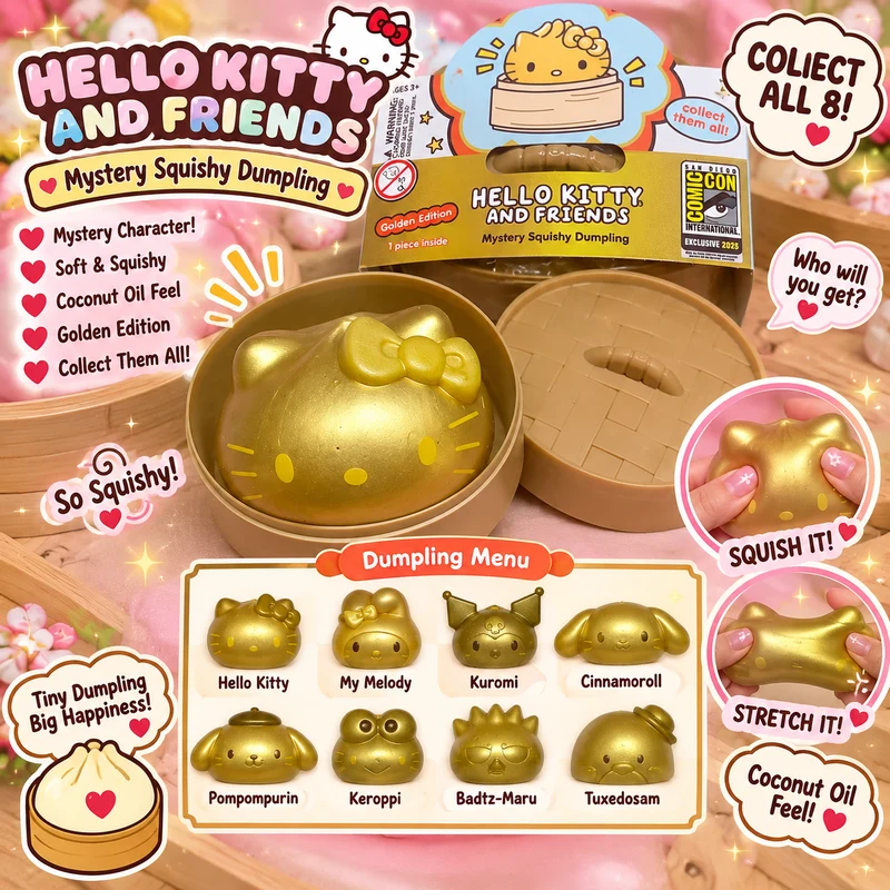 Authentic Hello Kitty and Friends Mystery Squishy Dumpling – Golden Edition
