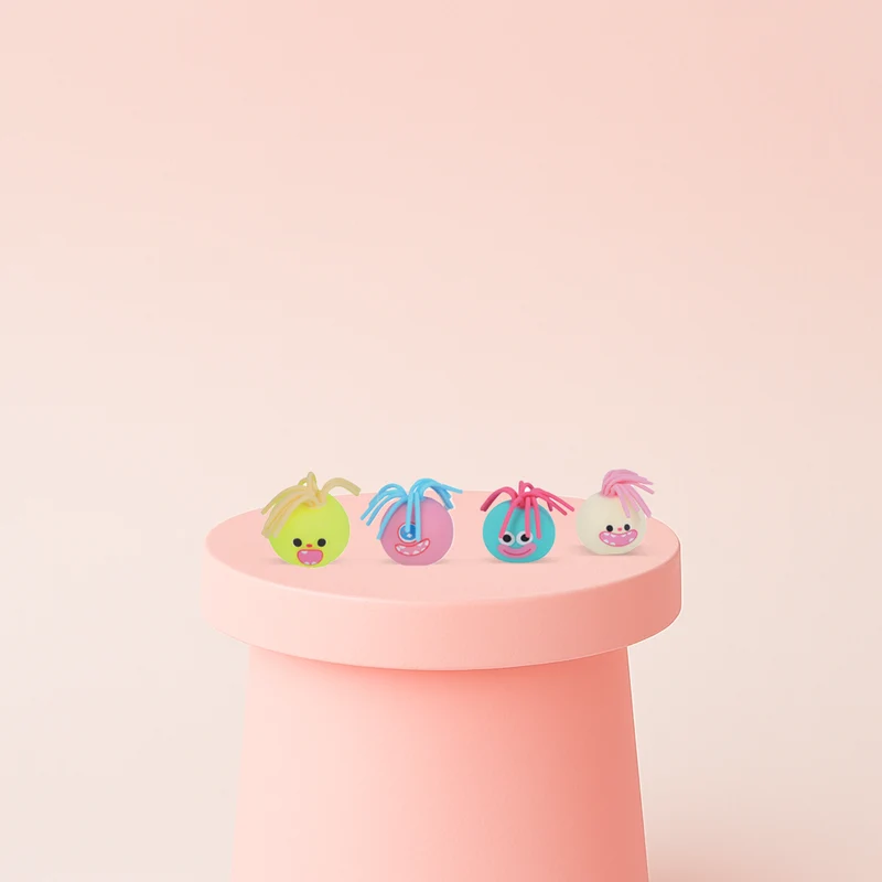 Emoji Face EVA Ball with Hair Funny Soft Stress Relief Toy