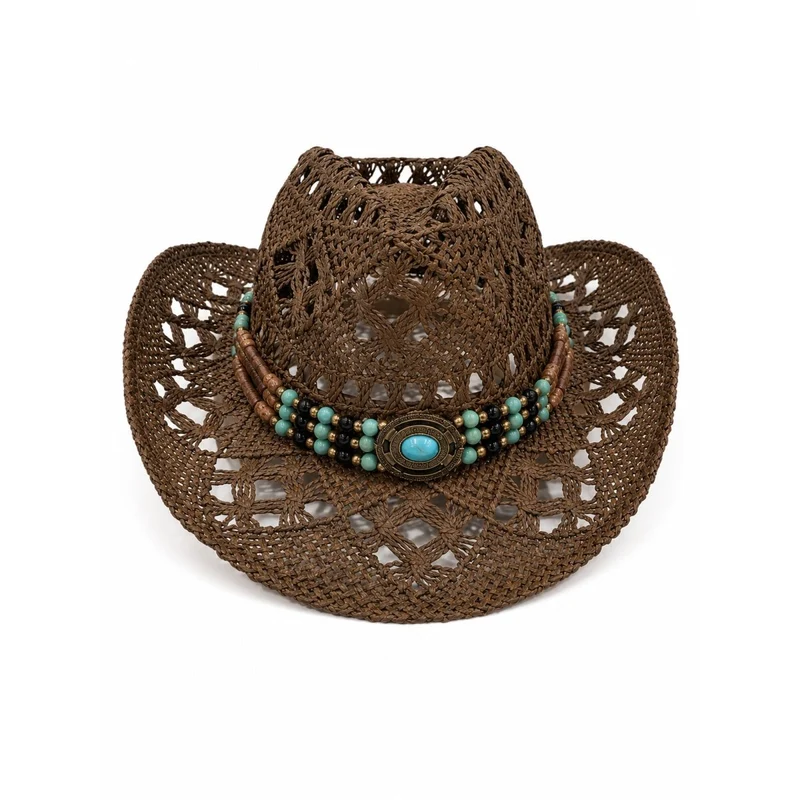 Dark Brown Cowboy Straw Hat for Adults